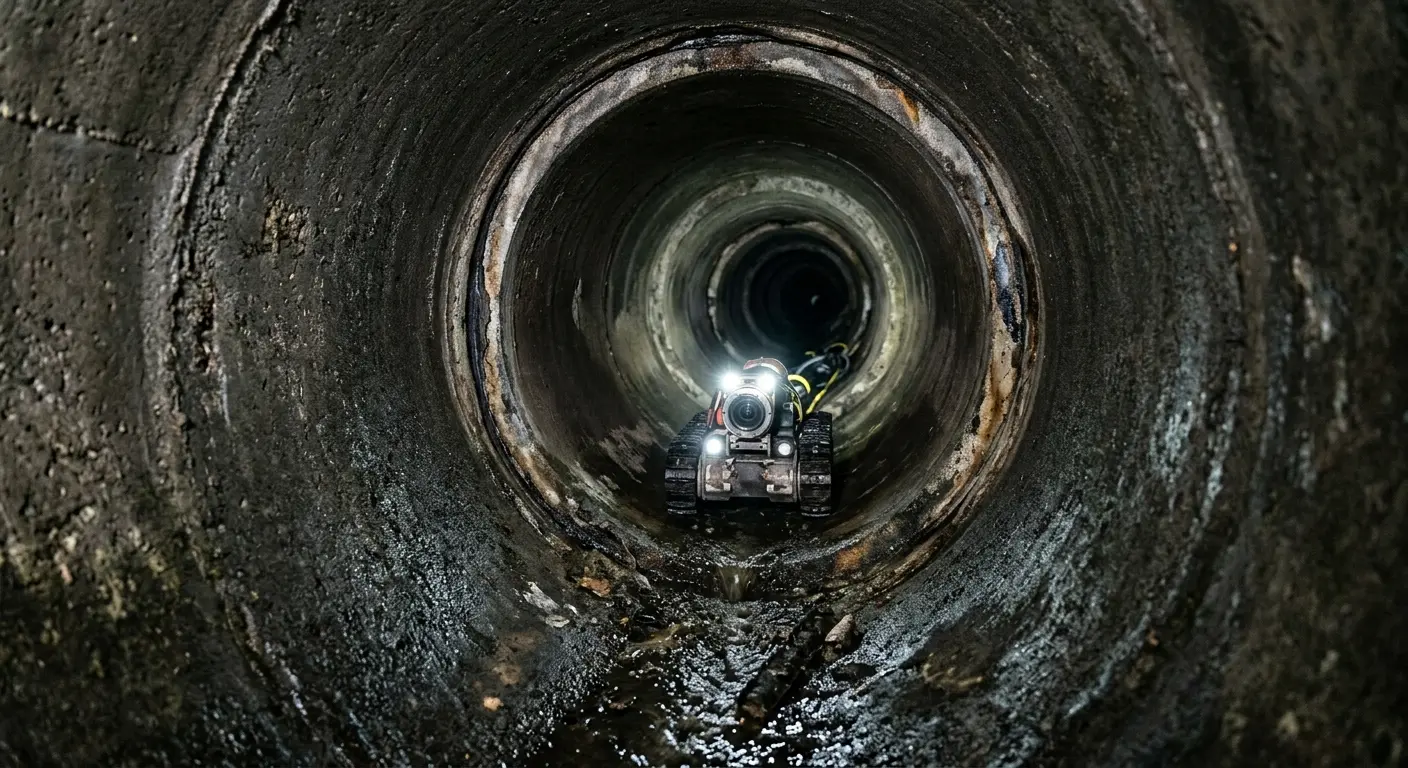Robotic sewer camera inspecting pipe interior for Sewer Line Repair in Camino Tassajara